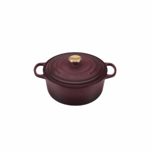 Le Creuset Signature Fig Cast Iron 16cm Round Casserole With Gold Knob (Black Interior)