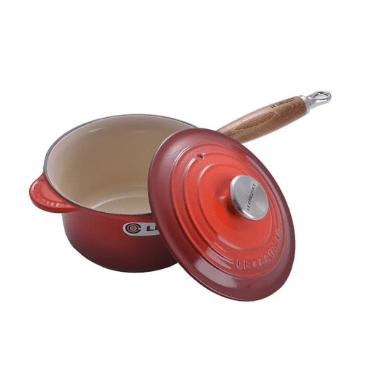 Le Creuset Cast Iron 18cm Saucepan Wooden Handle - Image 3