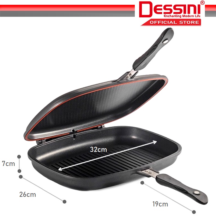 DESSINI 32cm Double Fry Pan【Black】 - Image 4