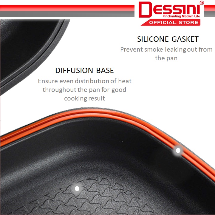 DESSINI 32cm Double Fry Pan【Black】 - Image 3