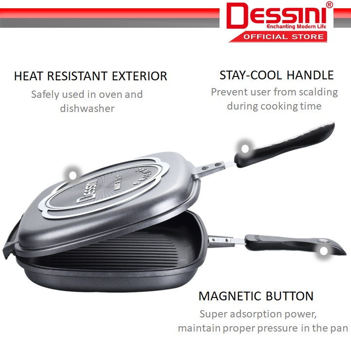 DESSINI 32cm Double Fry Pan【Black】 - Image 2
