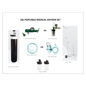 10L SEAMLESS STEEL CYLINDER MEDICAL OXYGEN (HUMIDIFIER, CANNULA HOSE & TROLLEY) SET