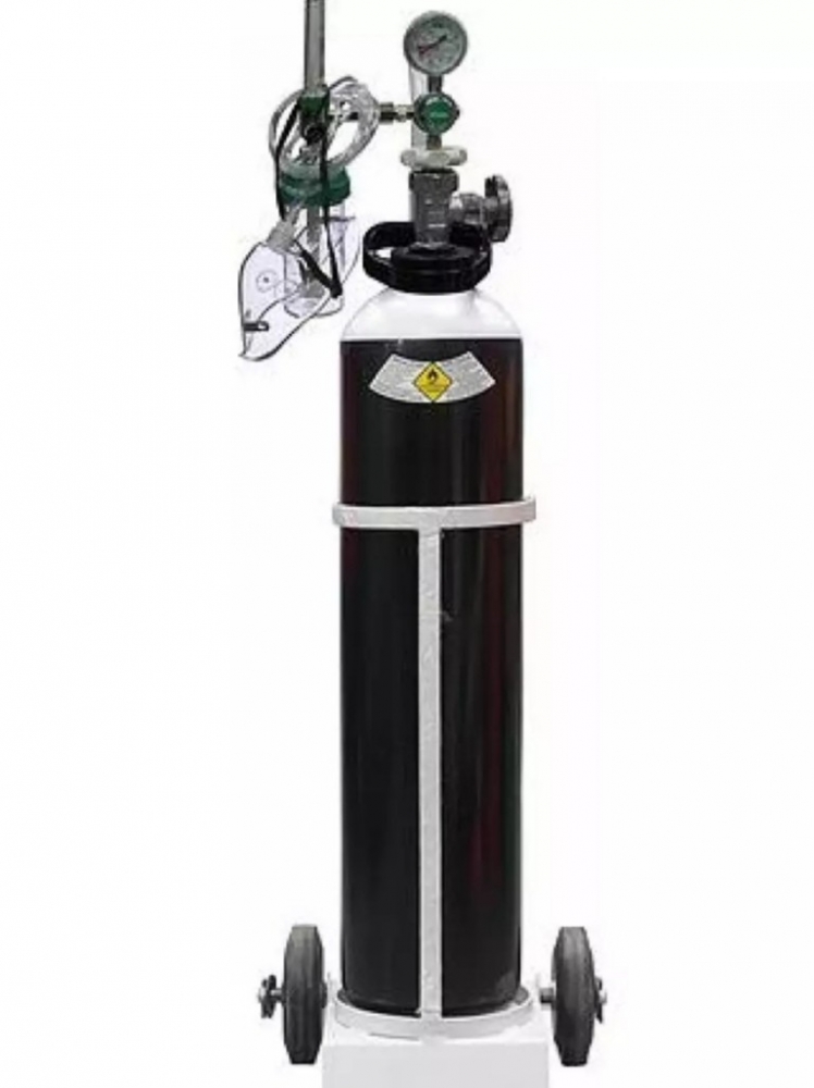 10L SEAMLESS STEEL CYLINDER MEDICAL OXYGEN (HUMIDIFIER, CANNULA HOSE & TROLLEY) SET - Image 2