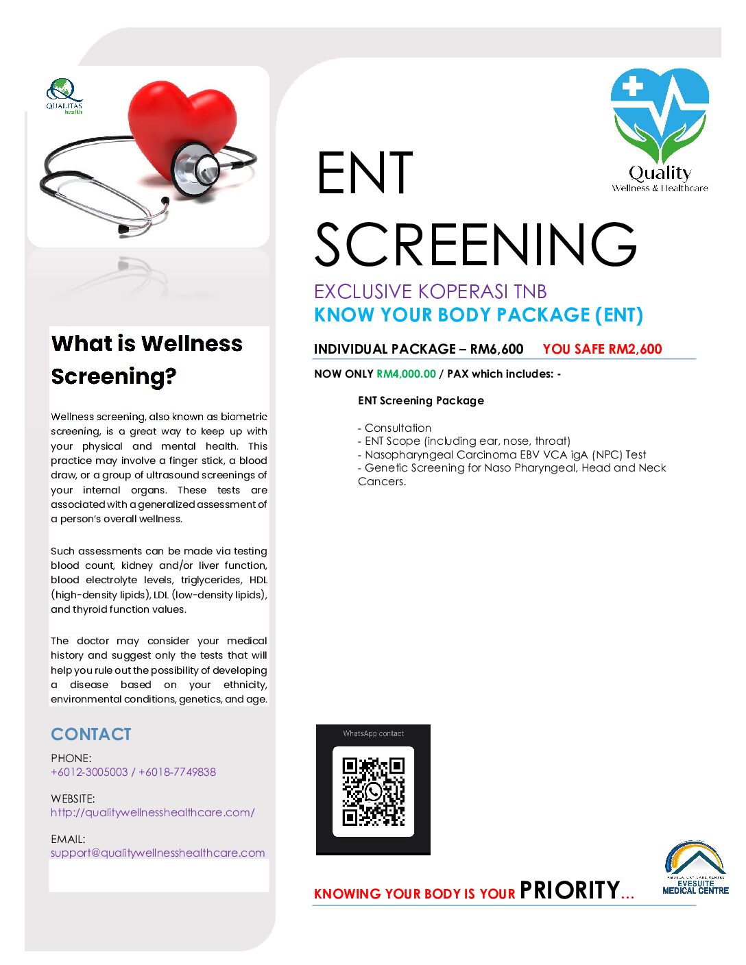 ENT SCREENING EXCLUSIVE KOPERASI TNB KNOW YOUR BODY PACKAGE (ENT)