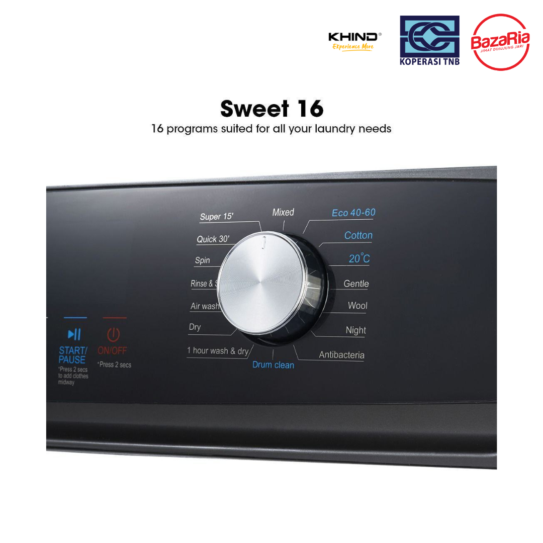 2 IN 1 Washer Dryer by KHIND 10KG Washer + 6KG Dryer - Image 4
