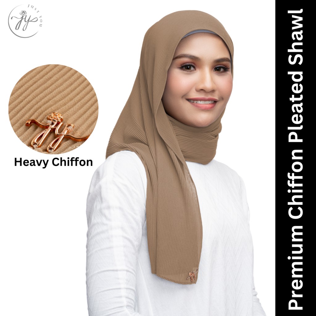 Just You Premium Chiffon Pleated Shawl {Heavy Pleated Shawl}