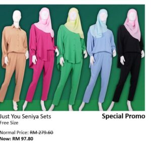 Just You Seniya Chiffon Front Button Shirt Chiffon Tapered Pant (Free Size)