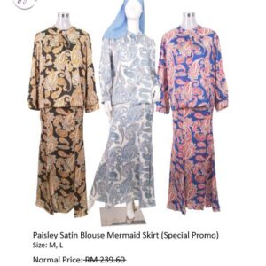 Just You Paisley Satin Blouse Mermaid Skirt