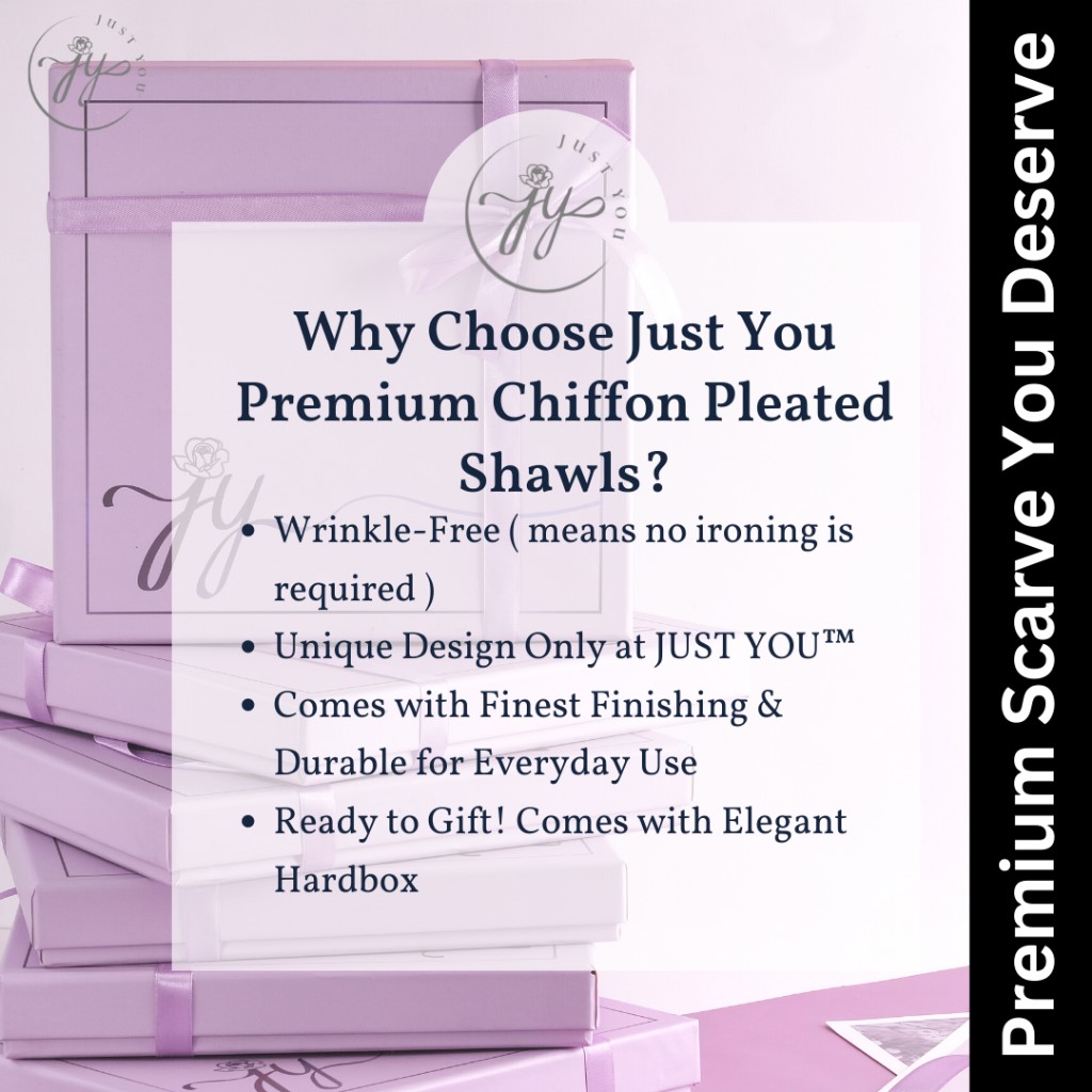 Just You Premium Chiffon Pleated Shawl {Heavy Pleated Shawl} - Image 4