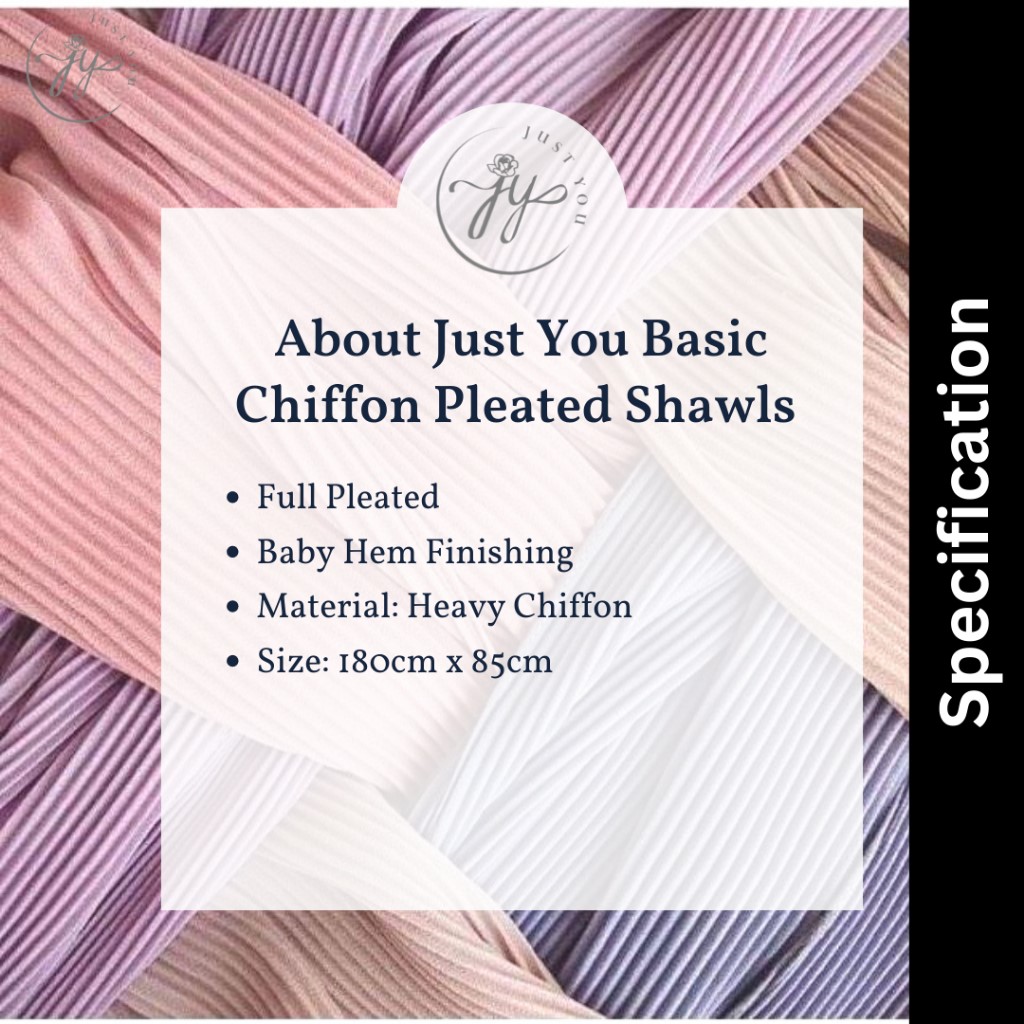 Just You Basic Chiffon Pleated Shawl (Basic Pleated Shawl) - Image 3