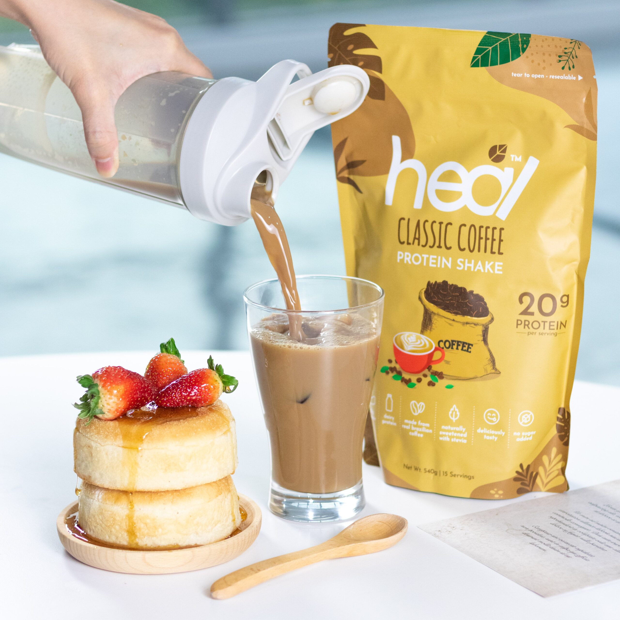 Heal Classic Coffee Dairy Whey Protein Shake Powder Suitable for Muscle Gain, Diet (15 Packs) - Image 2
