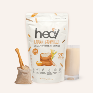 Heal Radiant Brown Rice Vegan Pea Protein Shake Plant Based Powder Suitable for Muscle Gain/Diet (15 Packs) - HALAL Certified