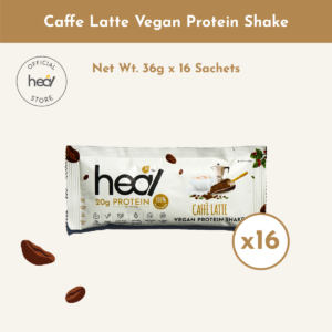 Heal Caffe Latte Vegan Pea Protein Shake Powder Sachet Bundle (16 Sachets)