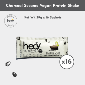 Heal Charcoal Sesame Vegan Pea Protein Shake Powder Sachet Bundle (16 Sachets)