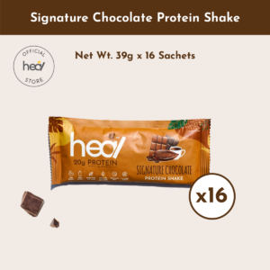 Heal Signature Chocolate Dairy Whey Protein Shake Powder Sachet Bundle (16 Sachets)