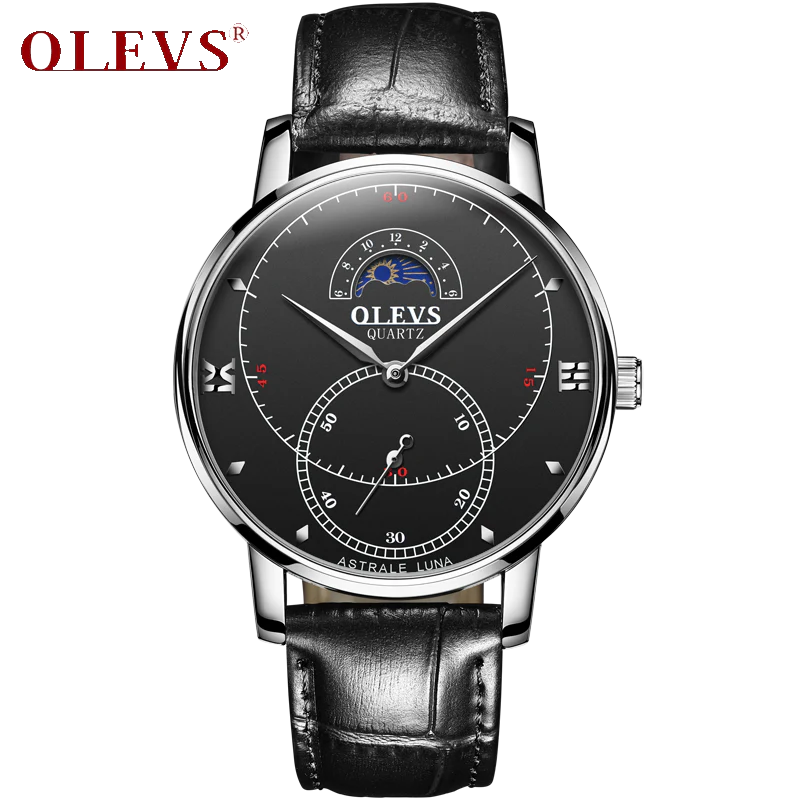 Olevs Tracker Men Leather Quartz Watch