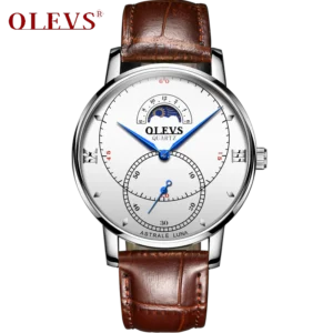 Olevs Tracker Men Leather Quartz Watch