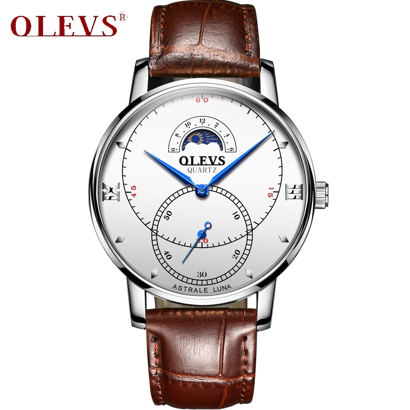 Olevs Tracker Men Leather Quartz Watch