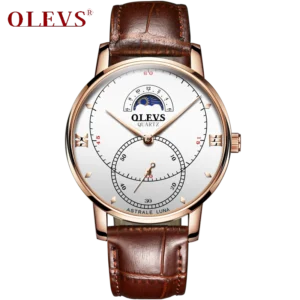 Olevs Tracker Men Leather Quartz Watch