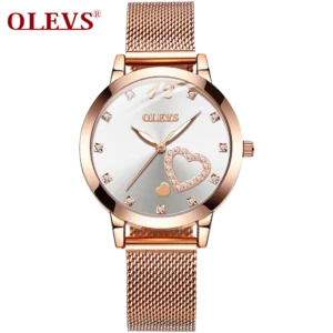 Olevs Lovely Crystal Women Stainless Quartz Watch - White