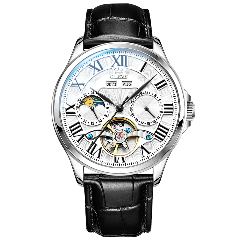Olevs Mechaniq Tourbillion Automatic Style Leather Watch