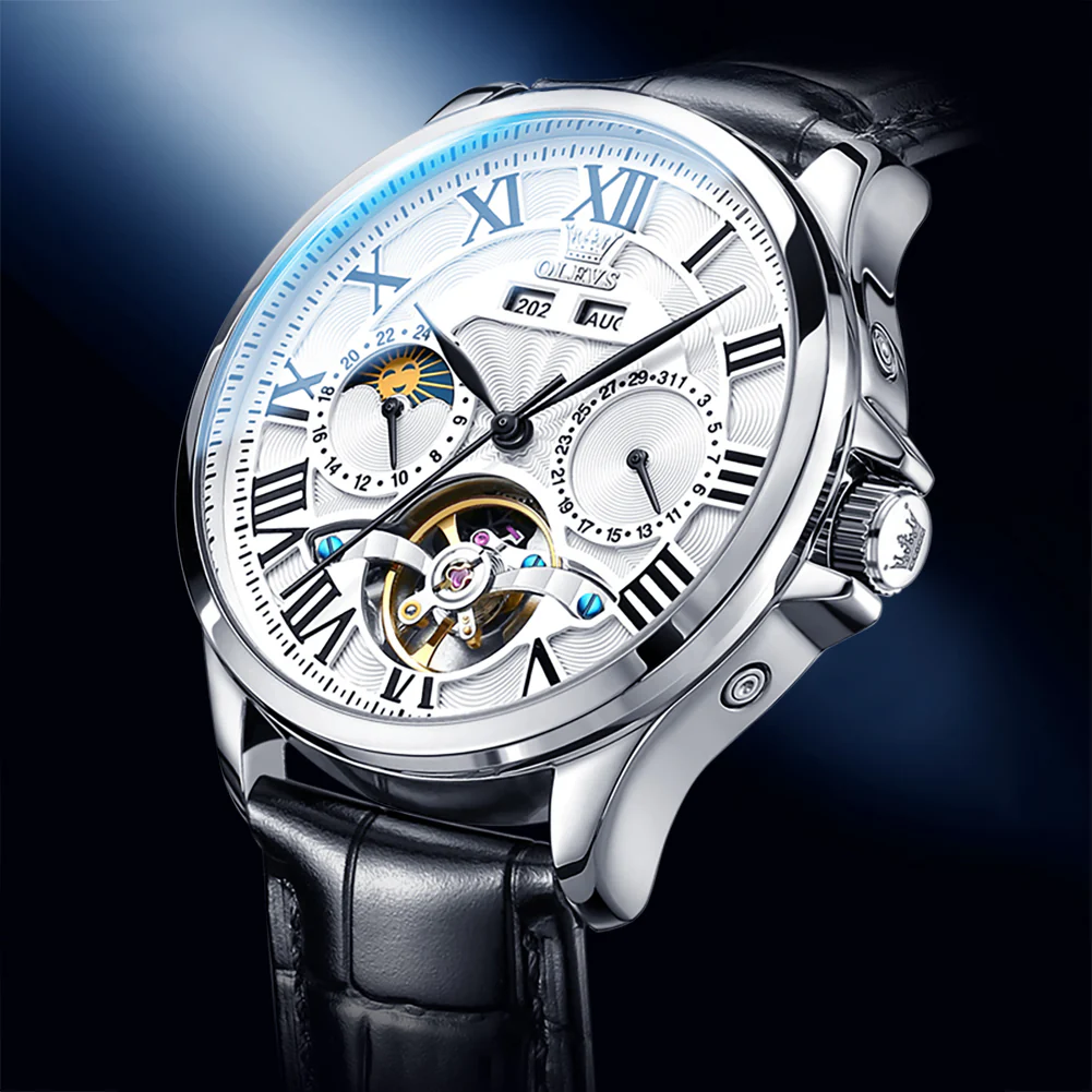 Olevs Mechaniq Tourbillion Automatic Style Leather Watch - Image 2