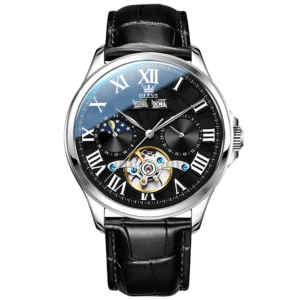 Olevs Mechaniq Tourbillion Automatic Style Leather Watch