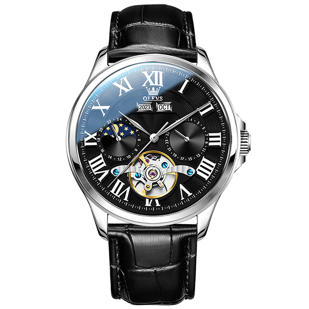 Olevs Mechaniq Tourbillion Automatic Style Leather Watch