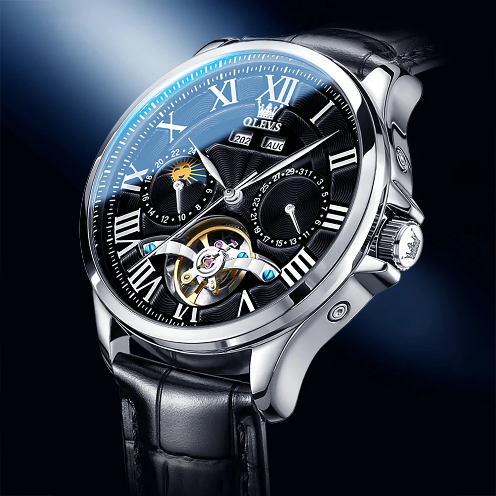 Olevs Mechaniq Tourbillion Automatic Style Leather Watch - Image 2