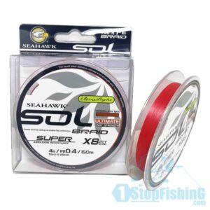 LINE,SEAHAWK SOL X8 (UL) VERMILLION RED BRAIDED (150M)