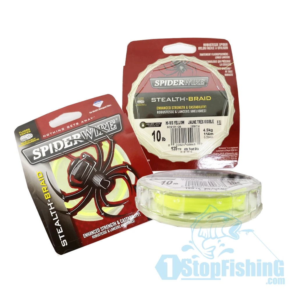 (NEWEST) SPIDERWIRE STEALTH BRAID - HI VIS YELLOW 300YDS