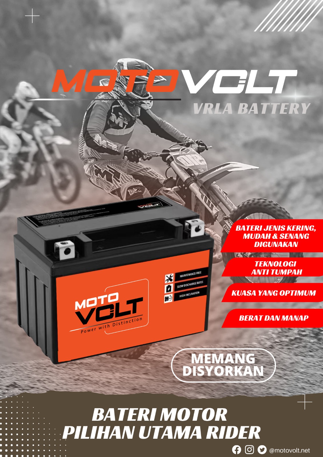 TTZ6V MotoVOLT Maintenance Free Motorcycle Battery - Image 2