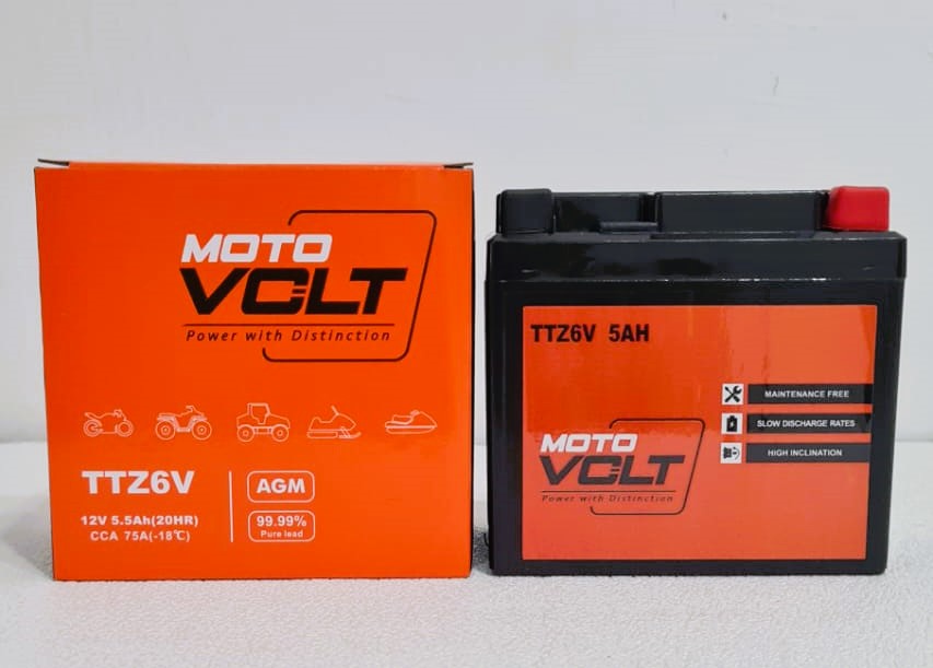 TTZ6V MotoVOLT Maintenance Free Motorcycle Battery