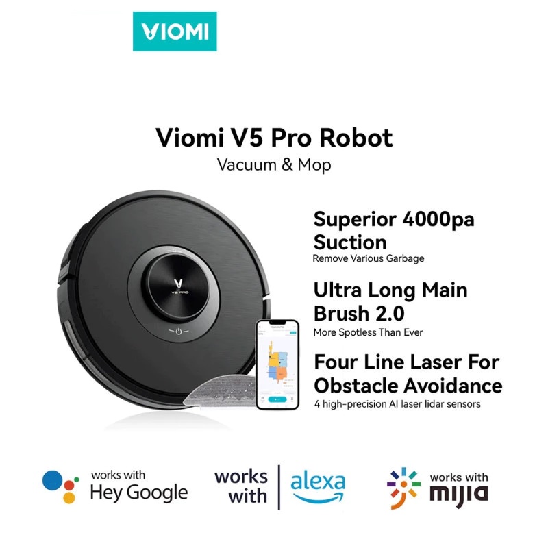 Viomi V5 Pro Robot Vacuum & Mop - 1 YEAR WARRANTY