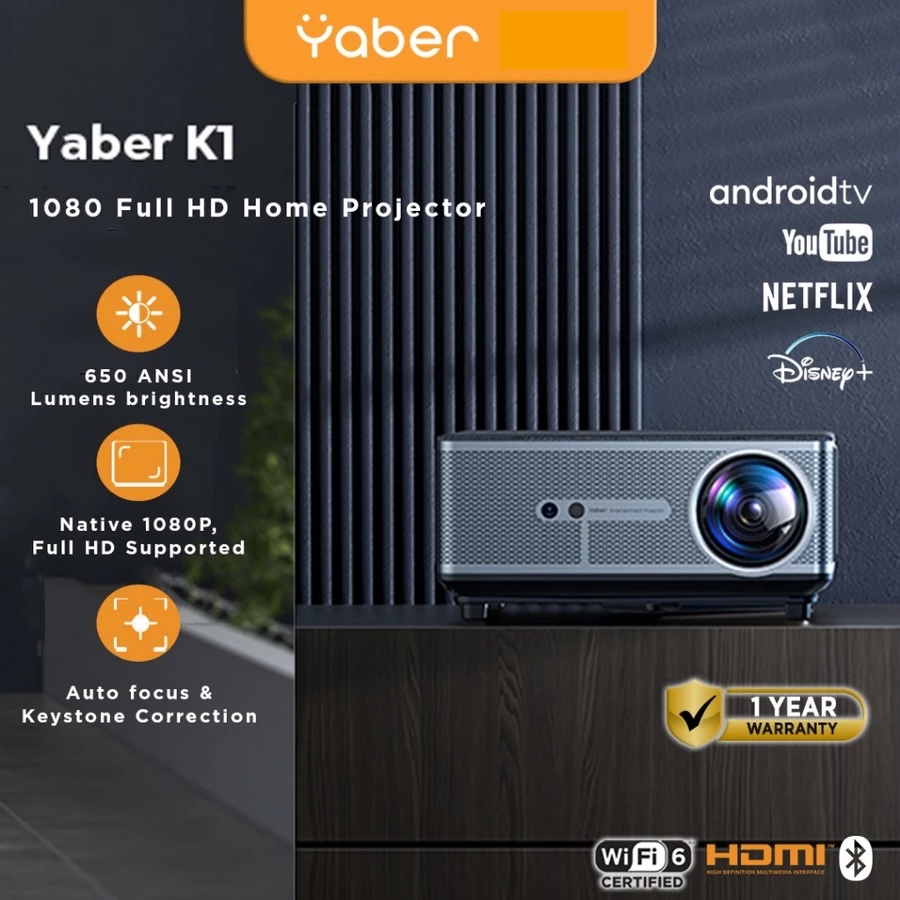 Yaber K1 Smart Entertainment Projector - 1 YEAR WARRANTY