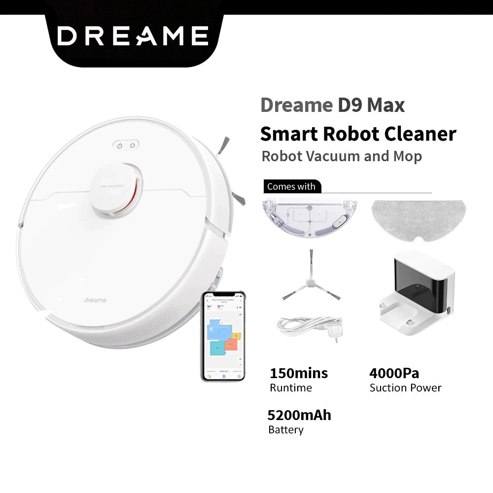 Dreame Bot D9 Max Robot Vacuum and Mop - 2 YEARS WARRANTY