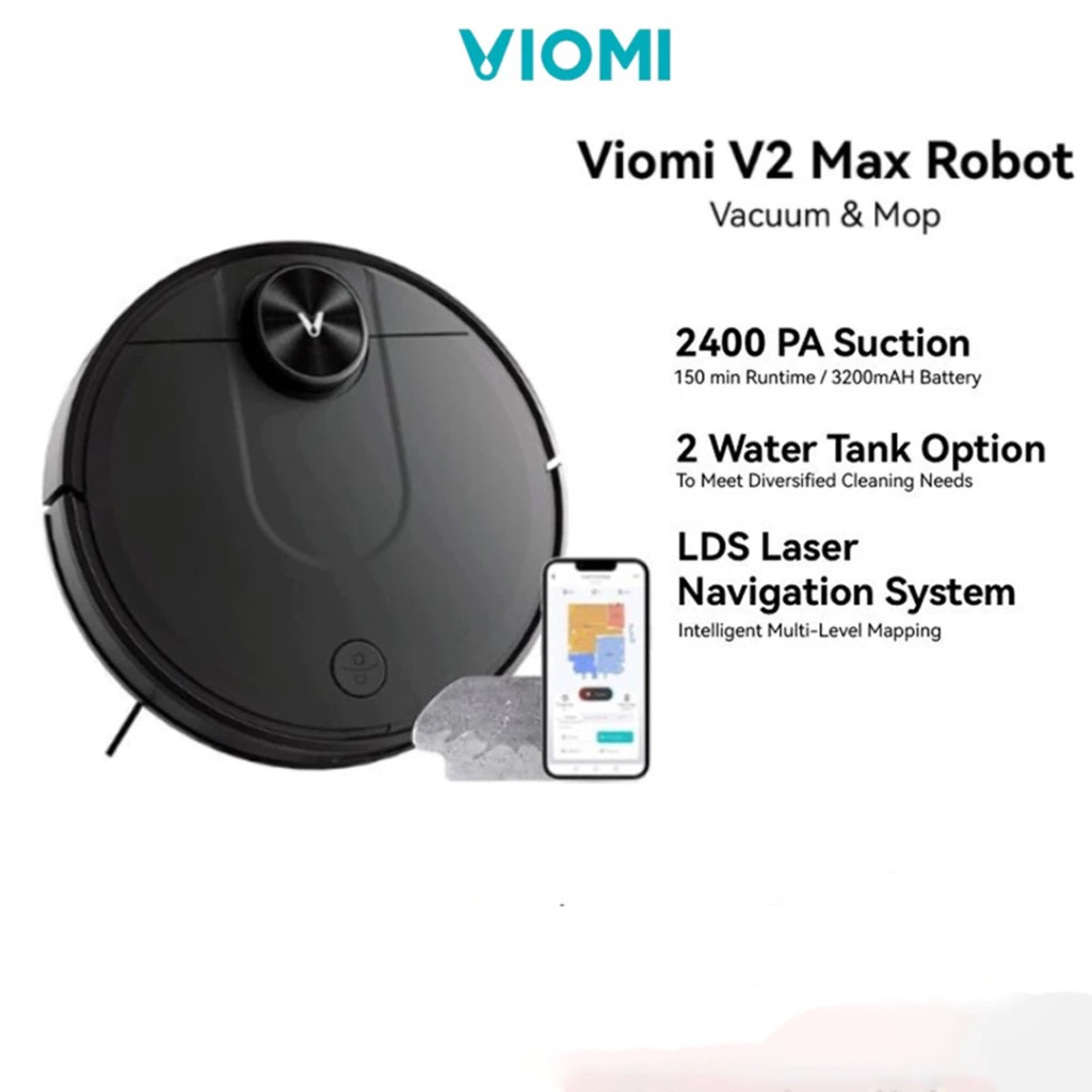 Viomi V2 Max Robot Vacuum (Black) - 1 YEAR WARRANTY