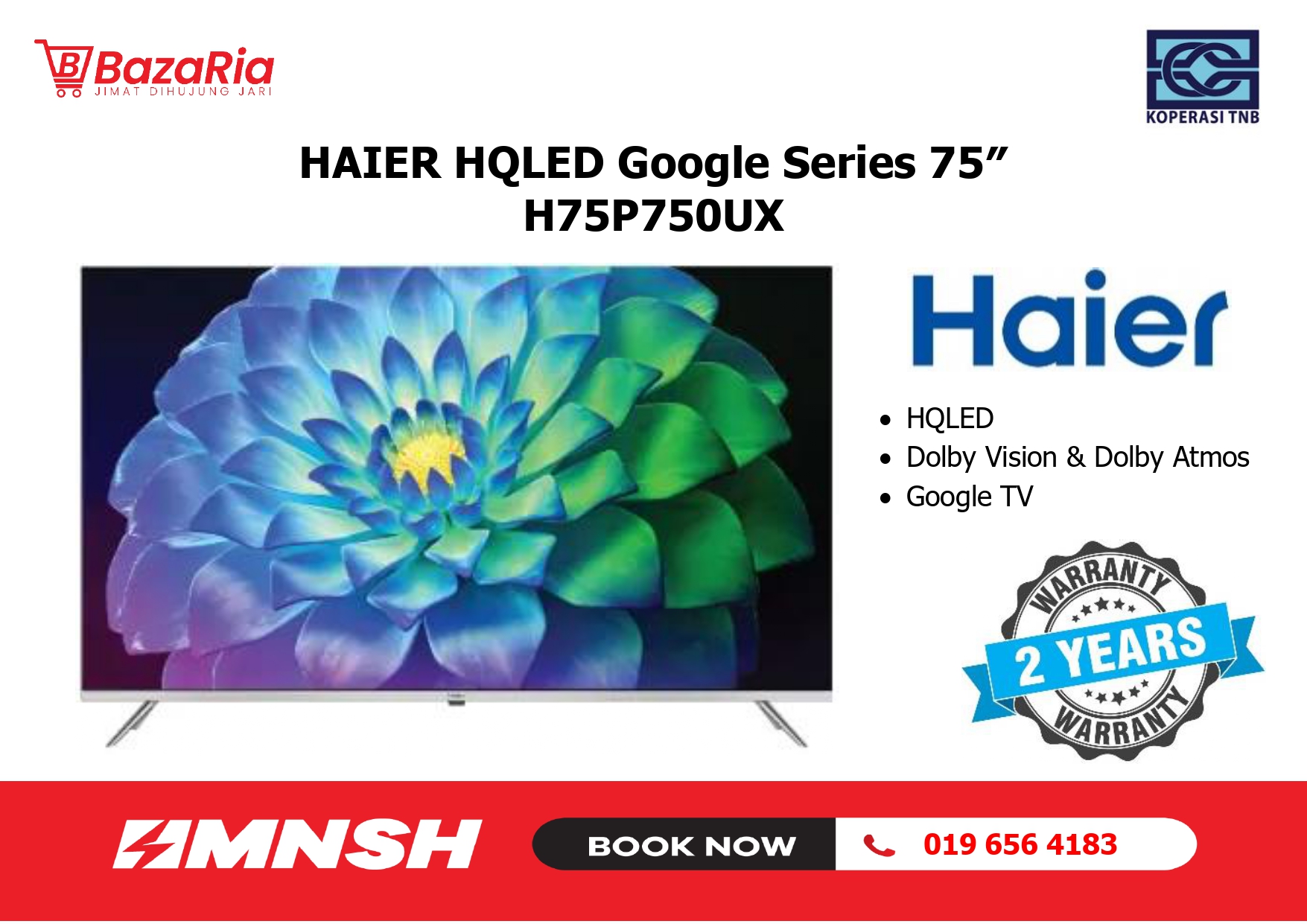 (MNSH) HAIER HQLED Google Series 75" H75P750UX
