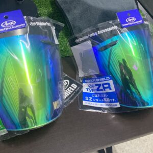 ARAI VISOR TITAN GREEN AND BLUE