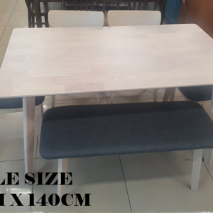 SOLID WOOD DINING SET + CHAIRS + BENCHAIR (ACE-DDR3+DTR3+BENCHR3) COLOUR WHITE OR WULNUT