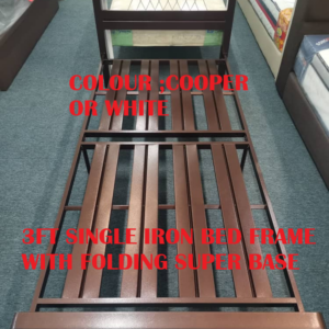 3FT SINGLE IRON BED FRAME WITH FOLDING SUPER BASE