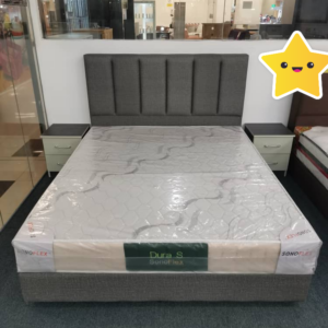BARBARA 5FT BOX DIVAN + HEADBOARD ( PU COLOUR : GREY OR GIEGE)