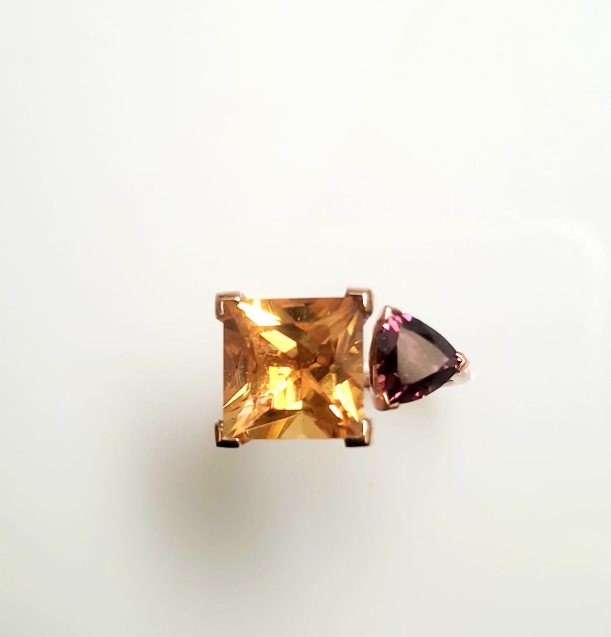 Citrine & Tourmaline Ring in 375 Rose gold