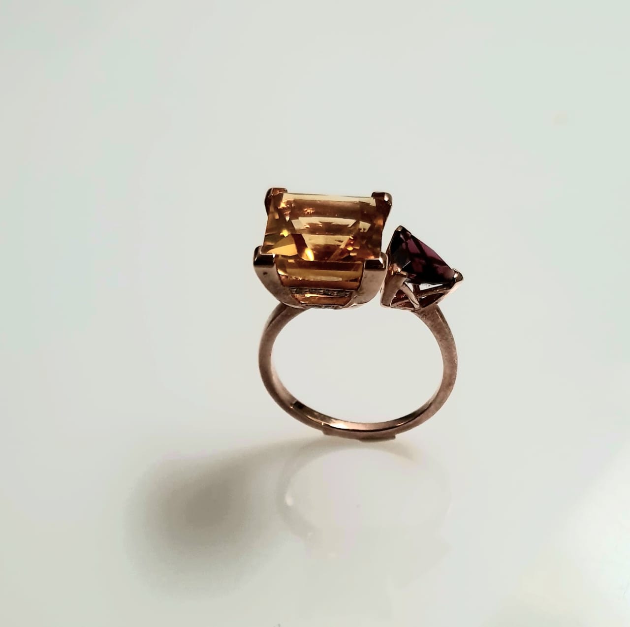 Citrine & Tourmaline Ring in 375 Rose gold - Image 2