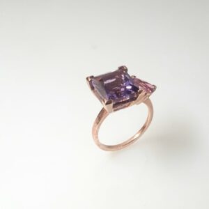 Amethyst & Tourmaline Ring in 375 Rose gold