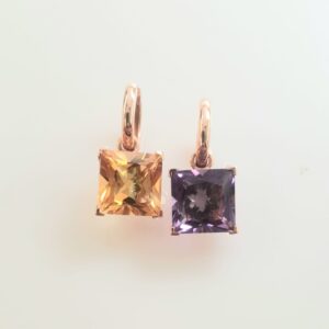 Amethyst & Citrine Earrings in 375 Rose gold
