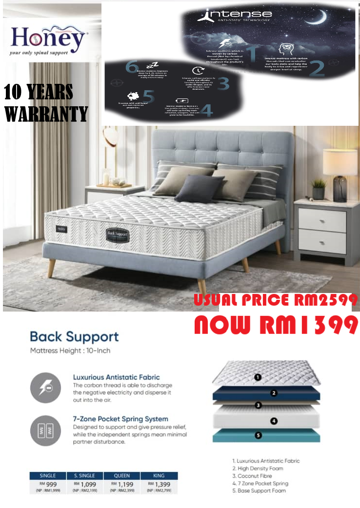 HONEY BACK SUPPORT 10'' MATTRESS