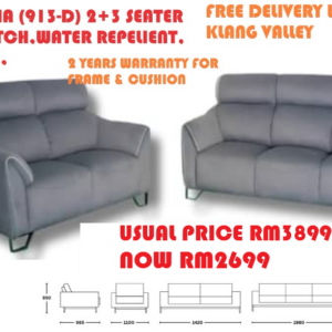 sofa dahlia 2+3 seater anti calar, mudah bersih
