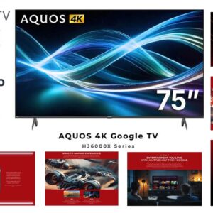 SHARP 75 Inch 4K UHD Ultra Clarity Google TV - 4TC75HJ6000X (NEW MODEL)