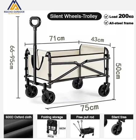 Camping cart Outdoor Trolley 5'/8'inch Wagon Foldable - Image 2